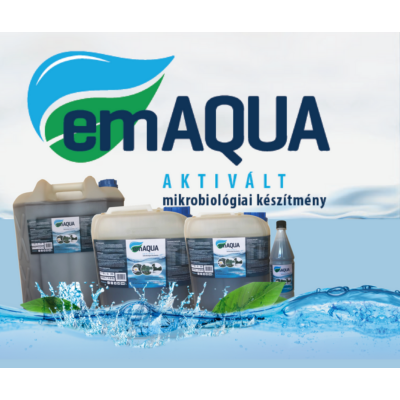 emAQUA aktivált mikrobiológia készítmény vizek, vizes élőhelyek kezelésre, különböző kiszerelésekben